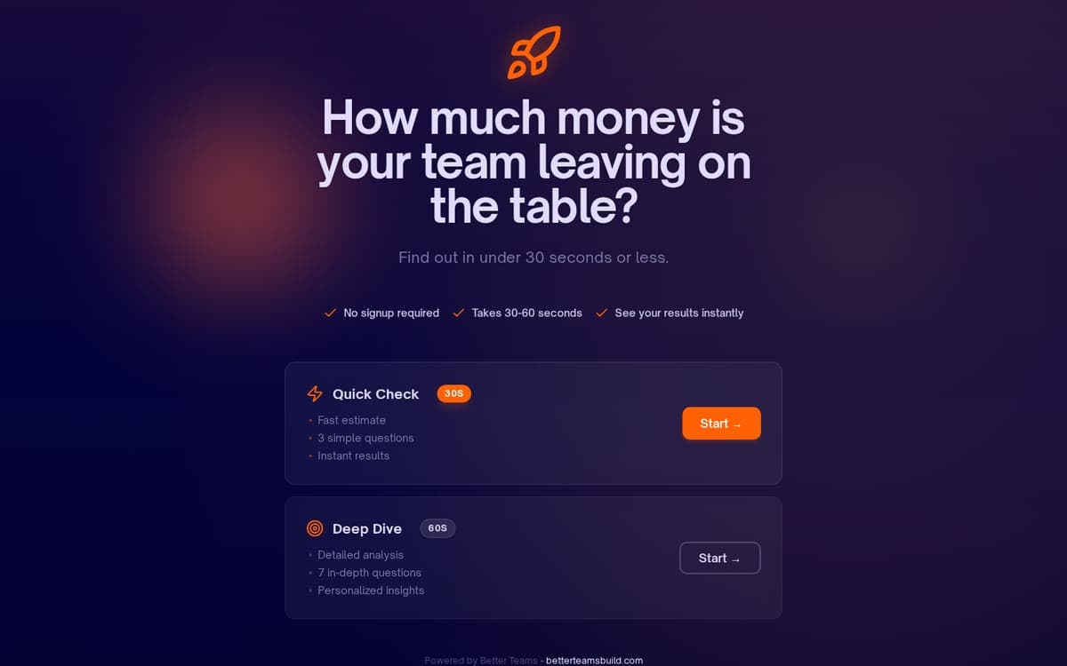 Screenshot of Better Teams ROI
