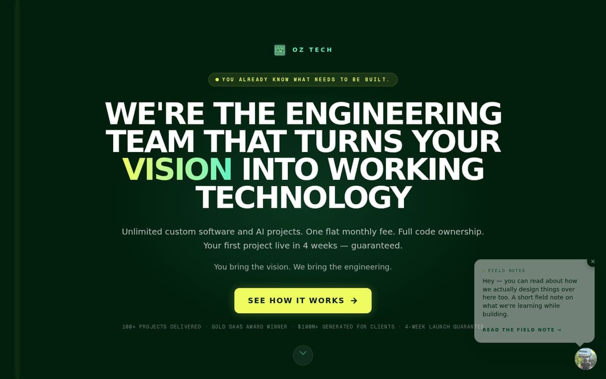 Screenshot of OZ Tech