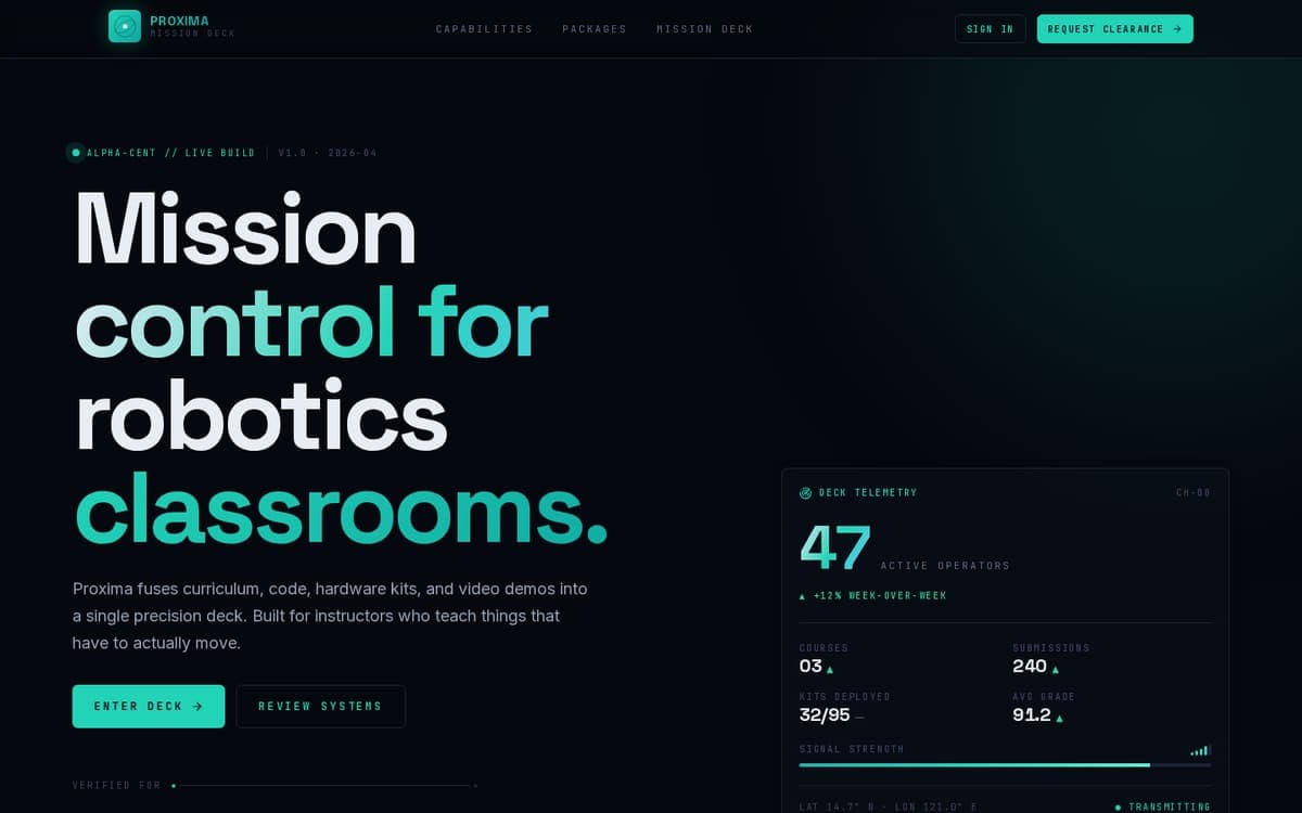 Screenshot of Proxima LMS