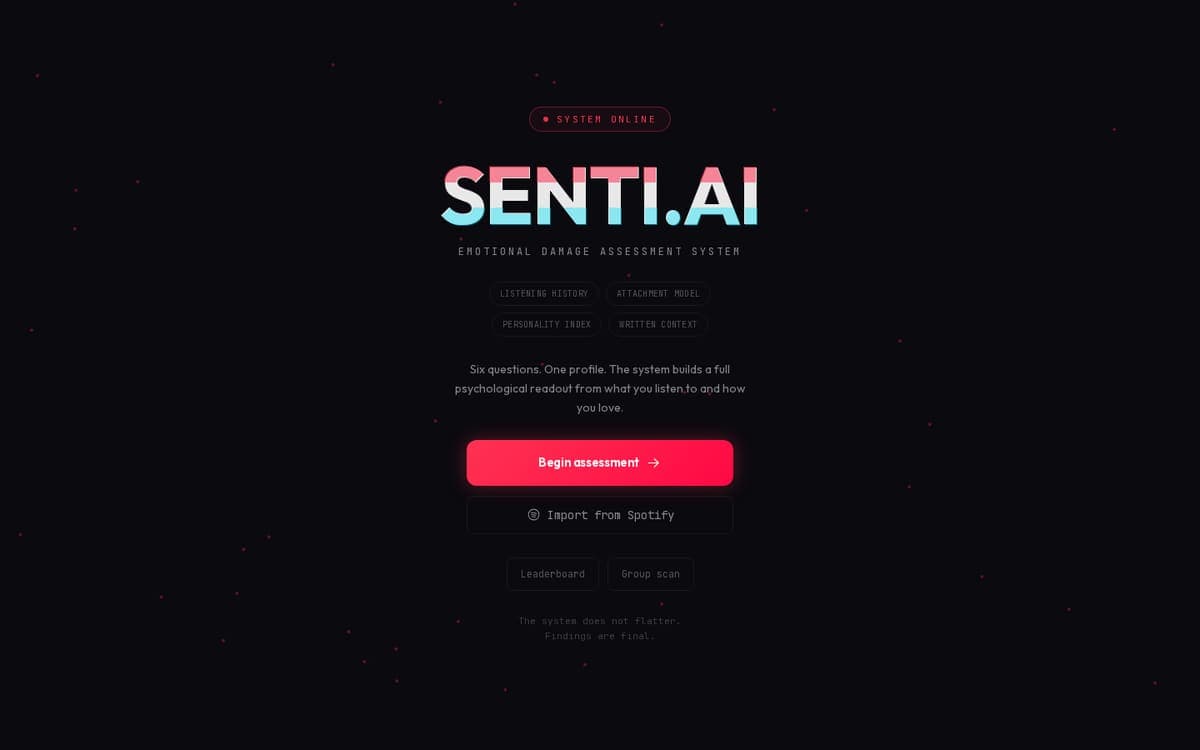 Screenshot of Senti.AI